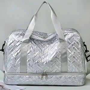 Silver Quilted Women's Travel Bag